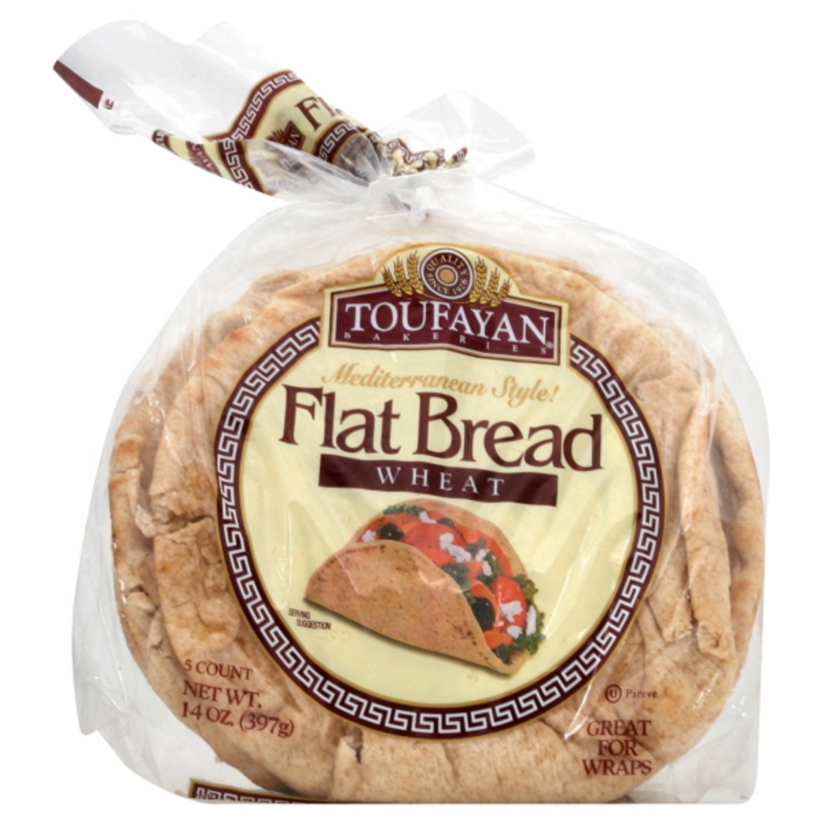 slide 2 of 2, Toufayan Flat Bread Wheat - 14 Oz, 14 oz