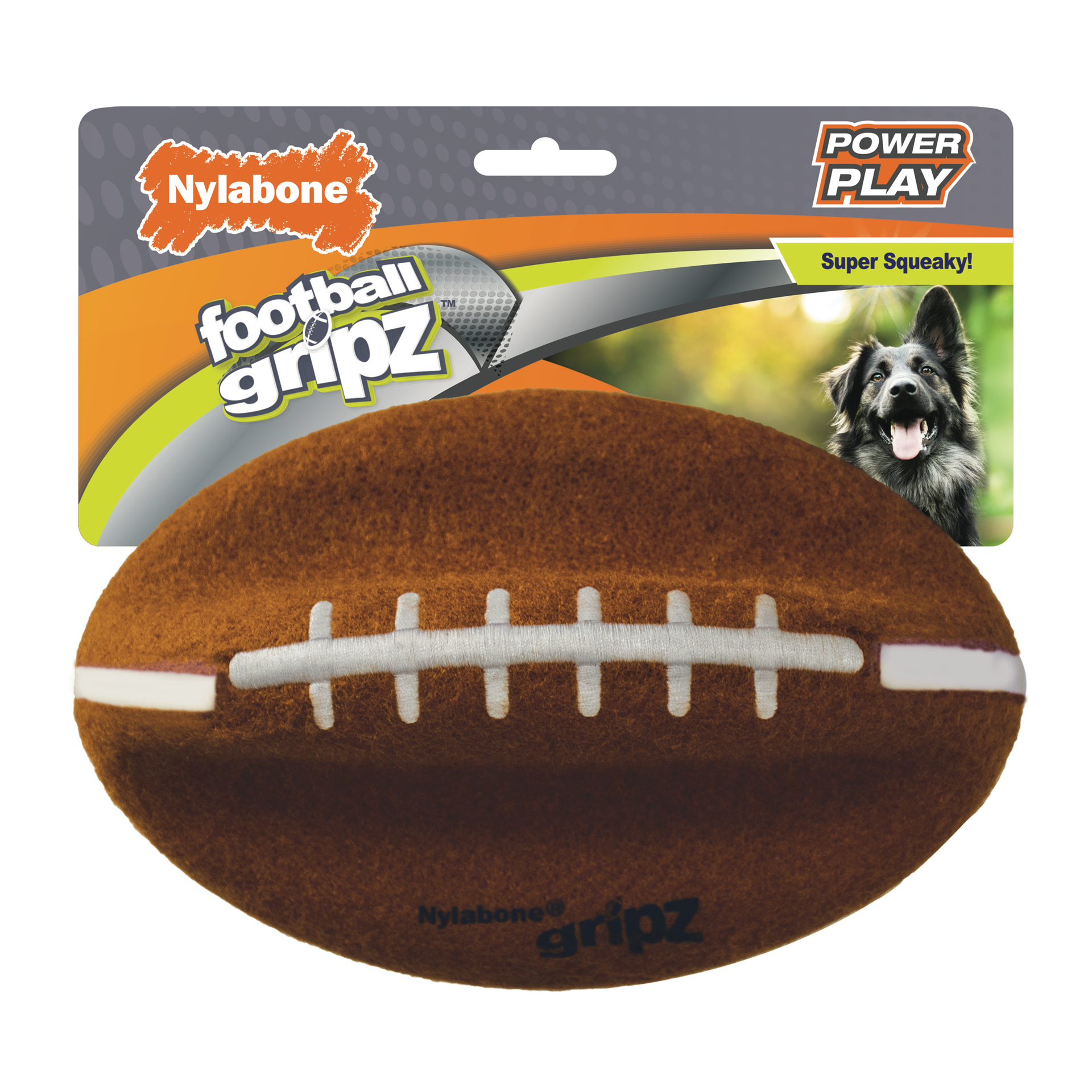 slide 1 of 10, Nylabone Power Play Dog Football Gripz Large/Giant - Up to 50 lbs. 8.5 Inch (1 Count), 1 ct