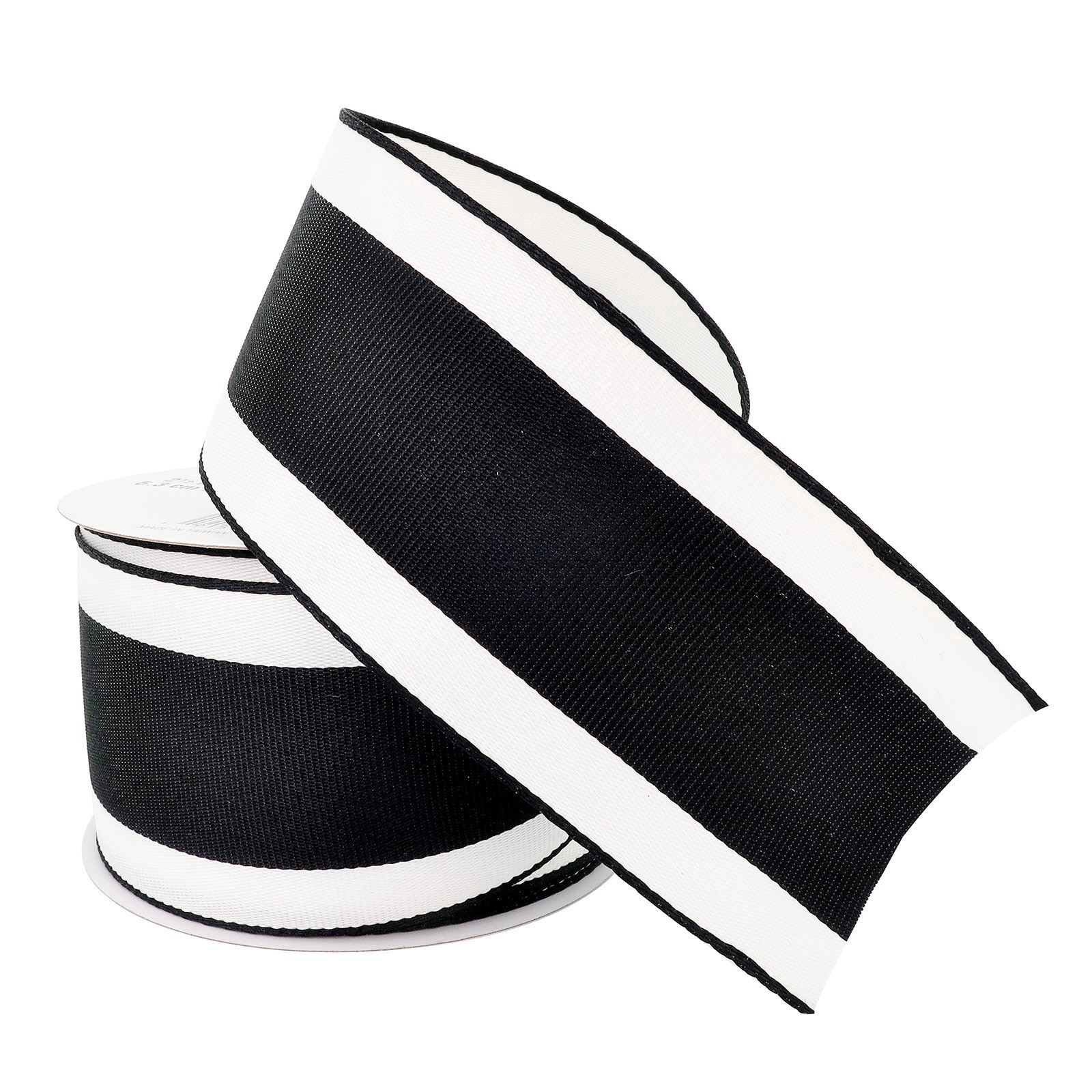 slide 3 of 4, 2.5" X 25ft. Taffeta Wired Black Center Stripe Ribbon By Celebrate It, 2.5 in x 25 ft