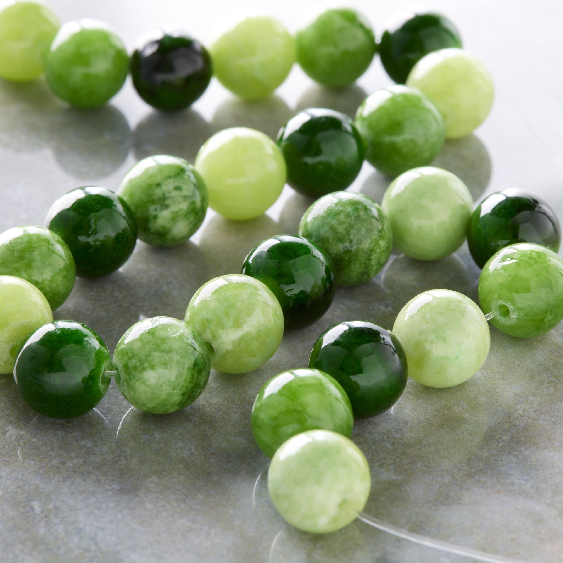 slide 3 of 3, Green Jasper Round Beads, 10mm By Bead Landing, 10mm