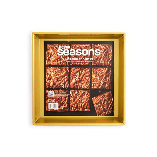 slide 1 of 1, Hy-Vee Seasons Gold Nonstick 9 In. Square Baking Pan, 1 ct