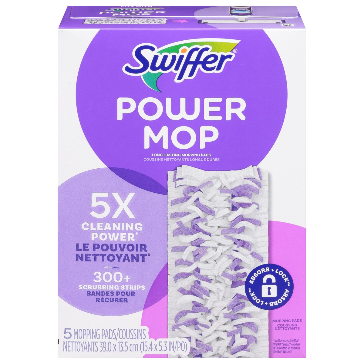 slide 1 of 9, Swiffer Power Mop Mopping Pads 5 ea, 5 ct