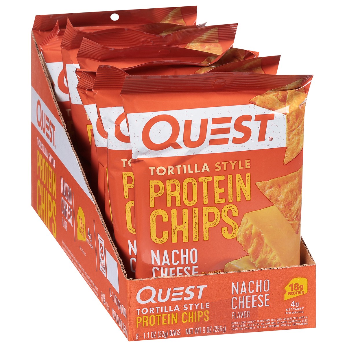 slide 2 of 9, Quest Tortilla Style Nacho Cheese Flavor Protein Chips 8 - 1.1 oz Bags, 9 oz