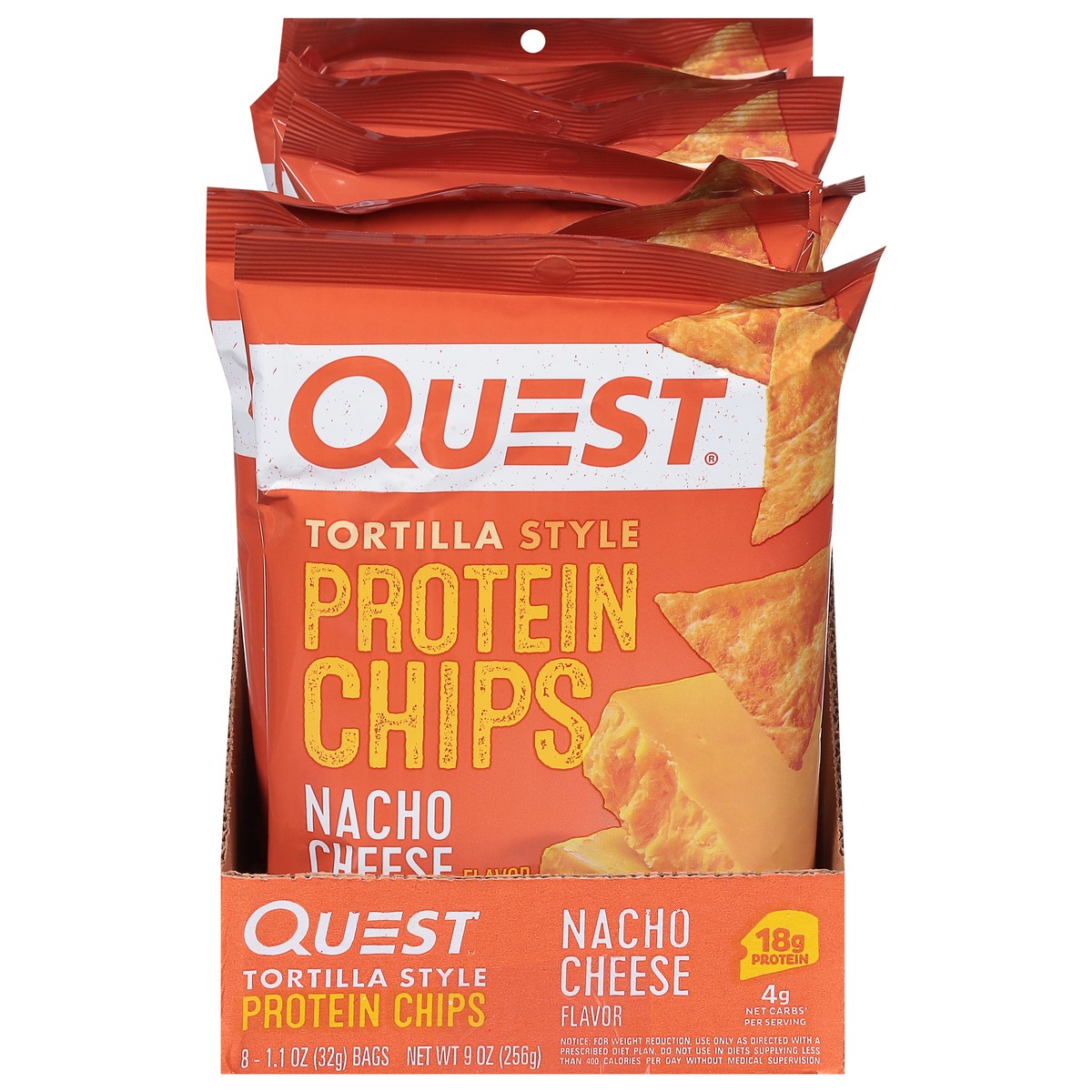 slide 1 of 9, Quest Tortilla Style Nacho Cheese Flavor Protein Chips 8 - 1.1 oz Bags, 9 oz