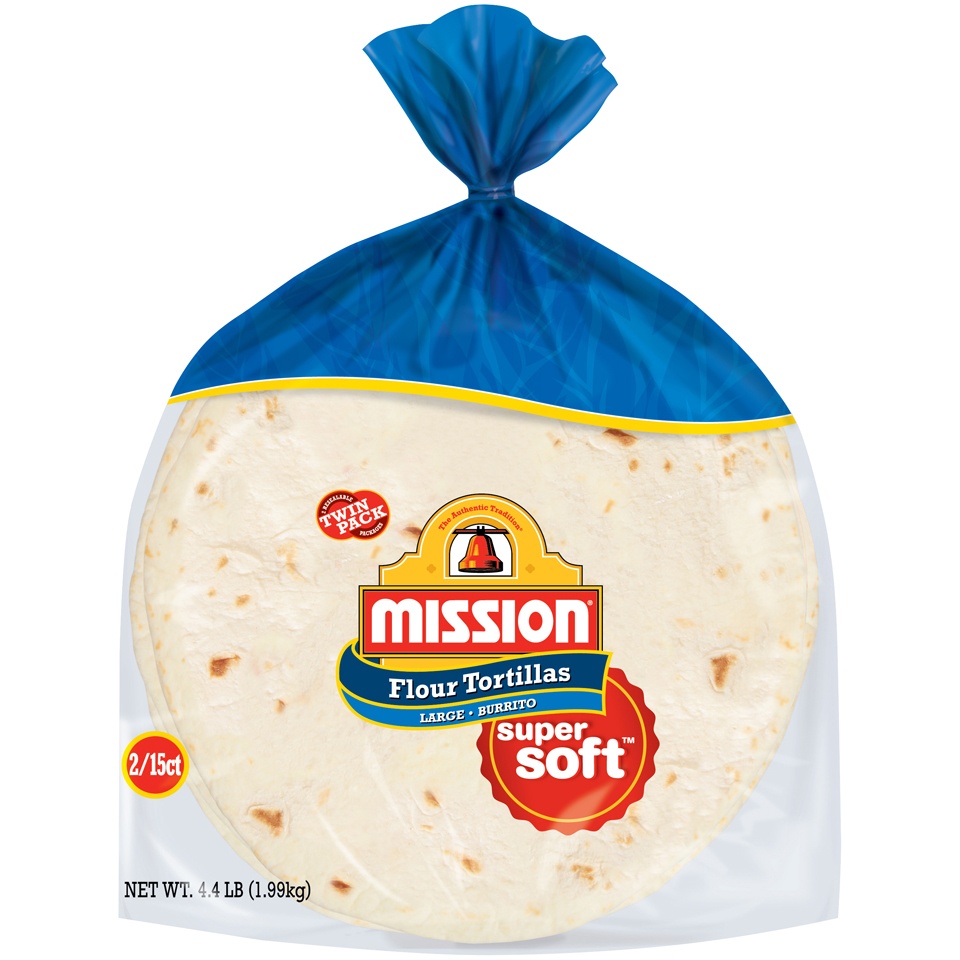 slide 1 of 4, Mission Large Burrito Flour Tortillas, 2 pk; 15 ct