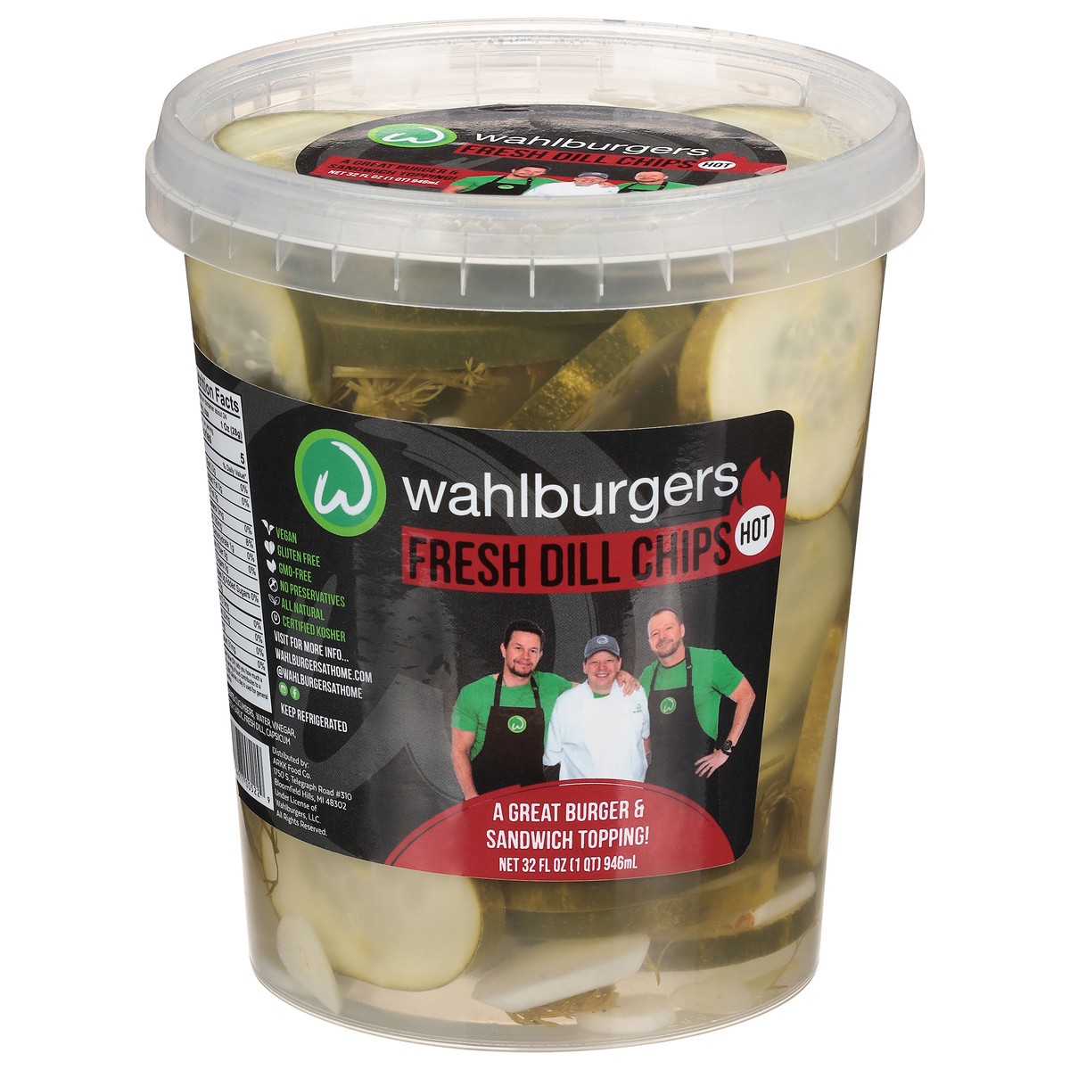 slide 1 of 9, Wahlburgers Hot Fresh Dill Chips 32 fl oz, 32 fl oz