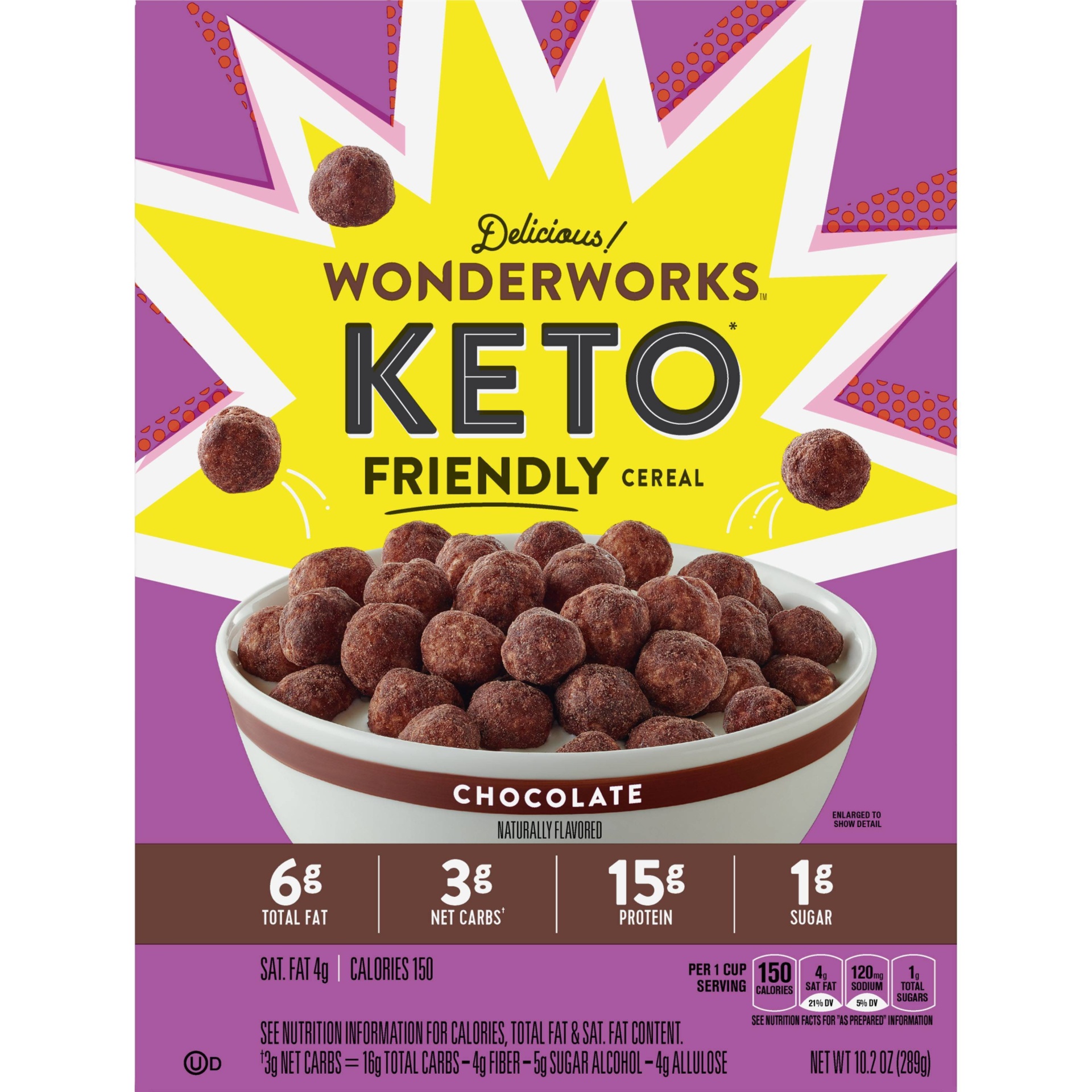 slide 1 of 1, Wonderworks Chocolate Wonderworks Keto Friendly Breakfast Cereal, Keto Friendly Snack, 1g sugar, 10.2 oz, 10.2 oz