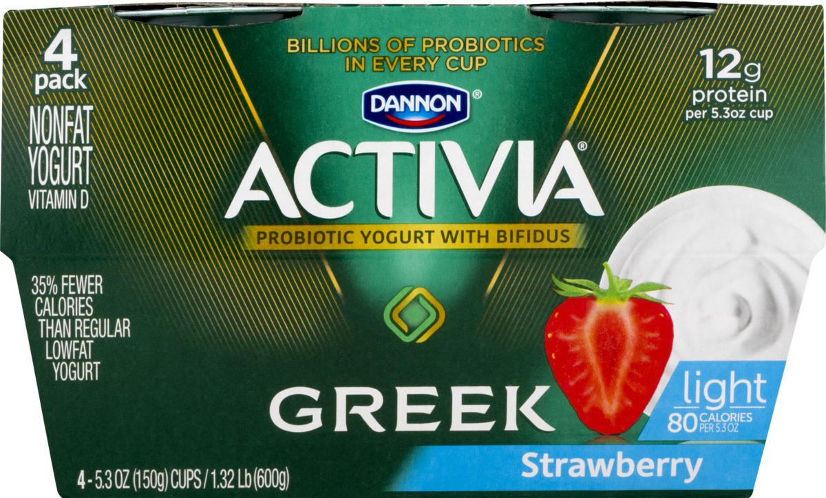slide 8 of 9, Dannon Activia Light Greek Probiotic Blended Nonfat Yogurt Strawberry 5.3oz 4 Pack, 4 ct; 5.3 oz