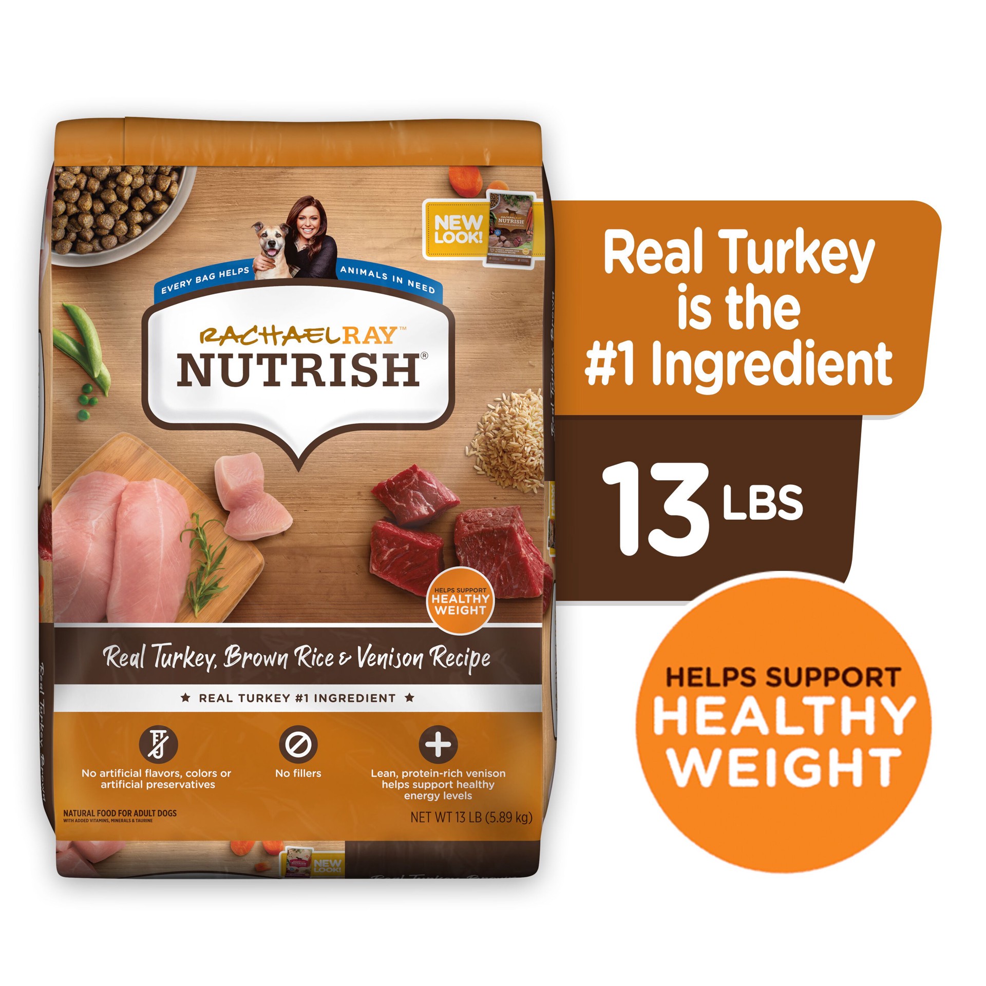 slide 7 of 9, Rachael Ray Nutrish Turkey, Brown Rice & Venison Recipe Adult Super Premium Dry Dog Food - 13lbs, 13 lb