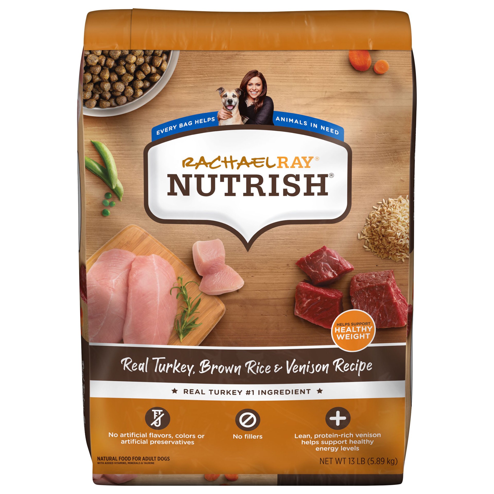 slide 1 of 9, Rachael Ray Nutrish Real Turkey, Brown Rice & Venison Recipe Dry Dog Food, 13 lb. Bag, 13 lb