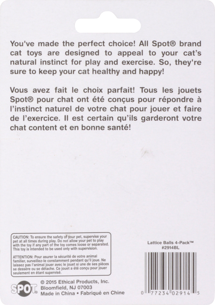 slide 3 of 3, SPOT Ethical Lattice Plastic Balls With Bells, 4 ct