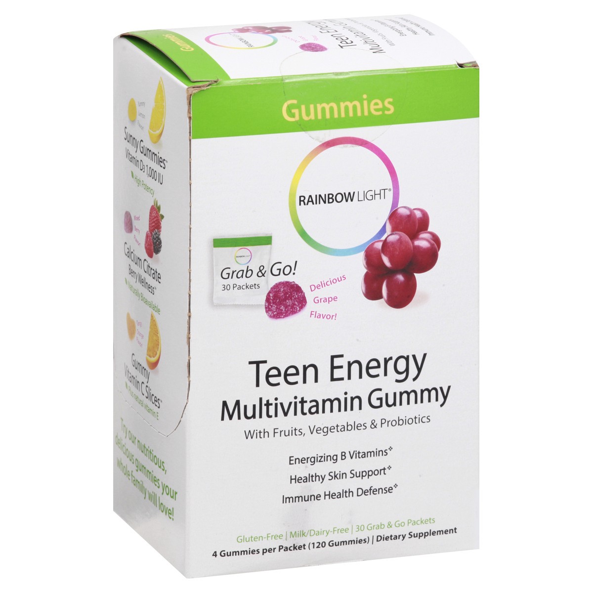 slide 2 of 9, Rainbow Light Teen Energy Multivitamin Gummy, 30 Grab & Go Packets, 30 ct