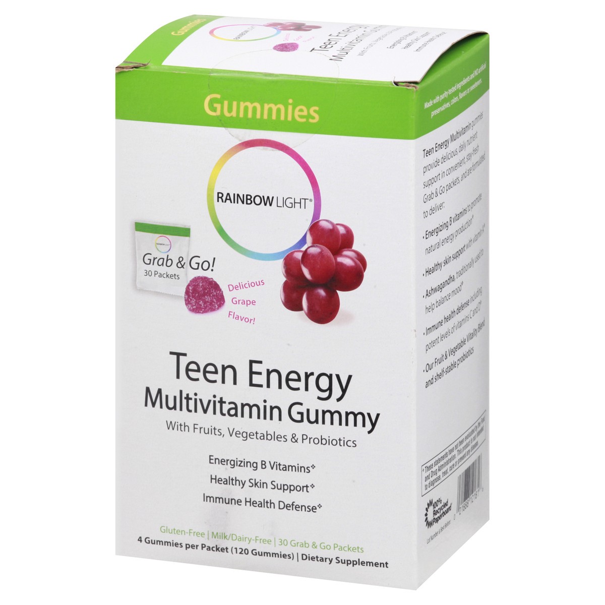 slide 3 of 9, Rainbow Light Teen Energy Multivitamin Gummy, 30 Grab & Go Packets, 30 ct