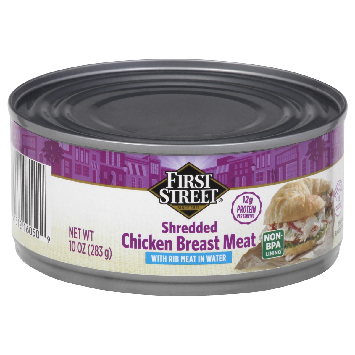 slide 1 of 1, First Street Shredded Chicken Breast With Rib Meat, 10 oz