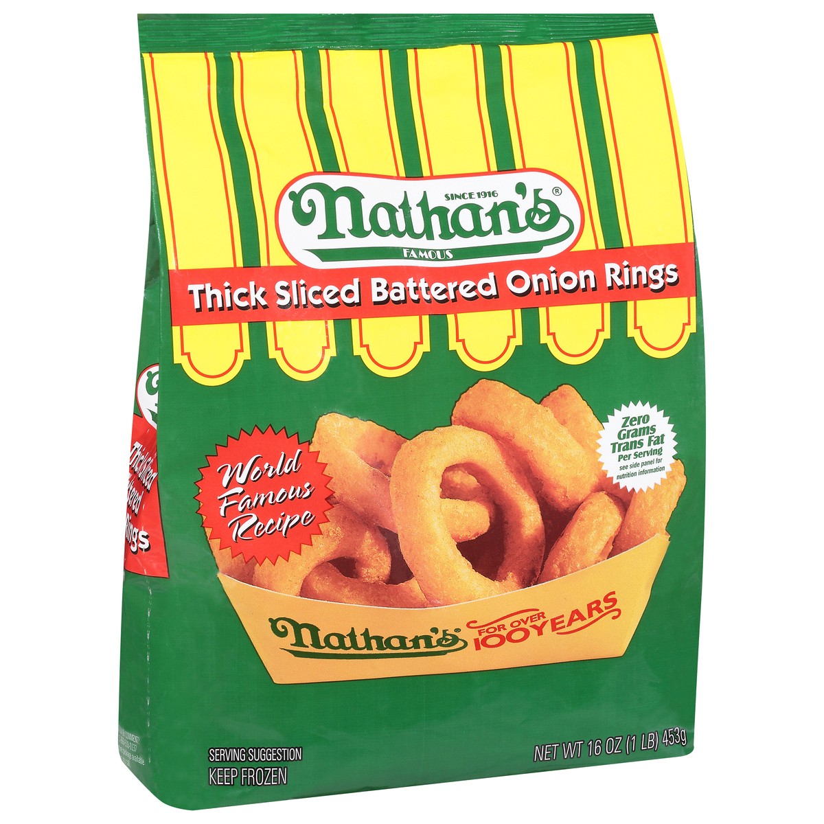 slide 12 of 14, Nathan's Famous Nathan's® frozen thick sliced battered onion rings, 16 oz