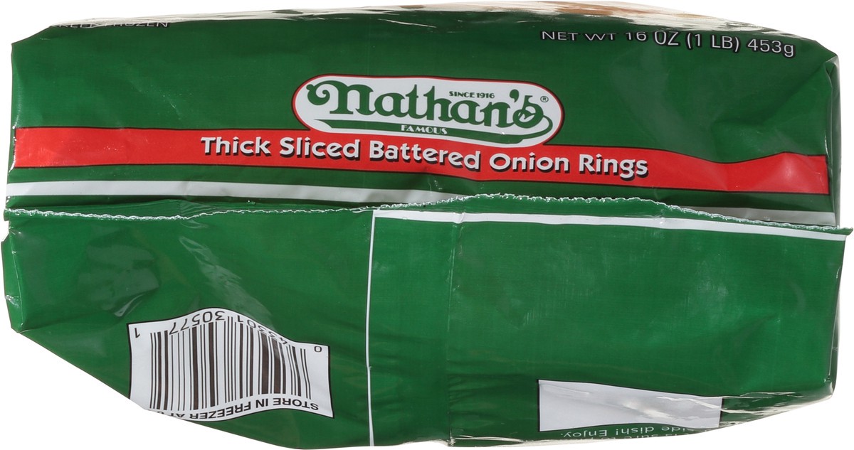slide 13 of 14, Nathan's Famous Nathan's® frozen thick sliced battered onion rings, 16 oz
