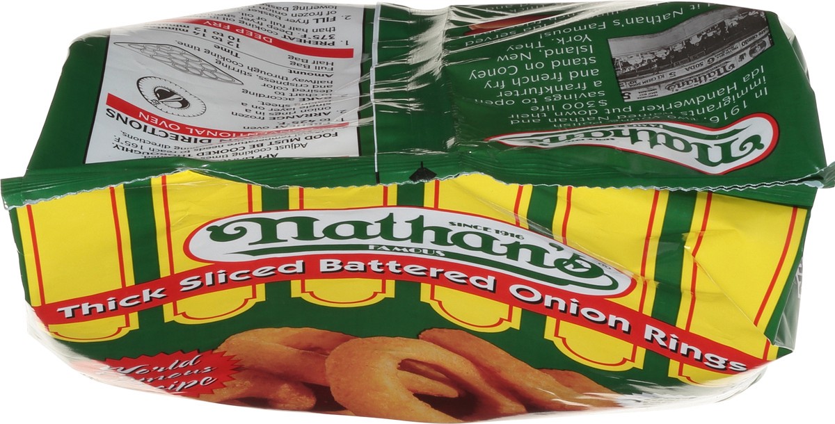 slide 14 of 14, Nathan's Famous Nathan's® frozen thick sliced battered onion rings, 16 oz