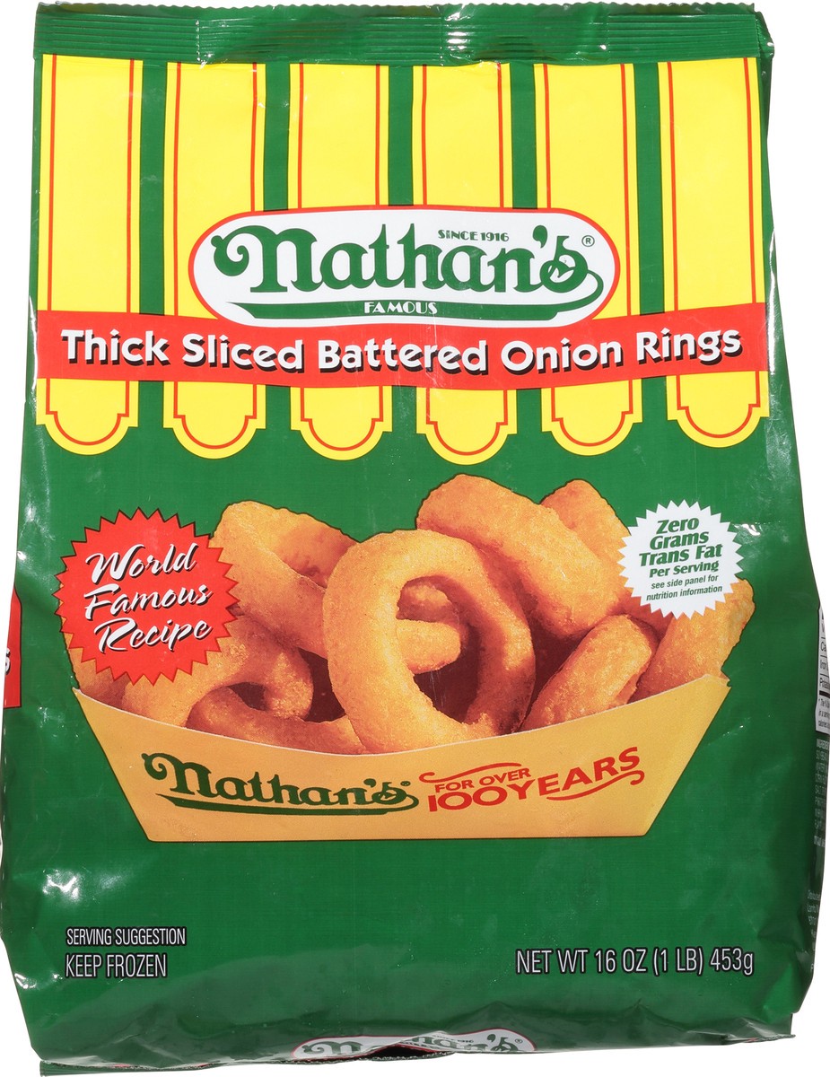 slide 9 of 14, Nathan's Famous Nathan's® frozen thick sliced battered onion rings, 16 oz