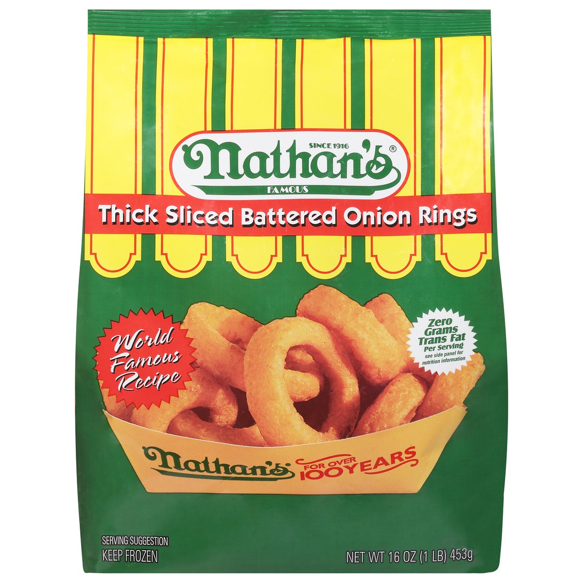 slide 11 of 14, Nathan's Famous Nathan's® frozen thick sliced battered onion rings, 16 oz