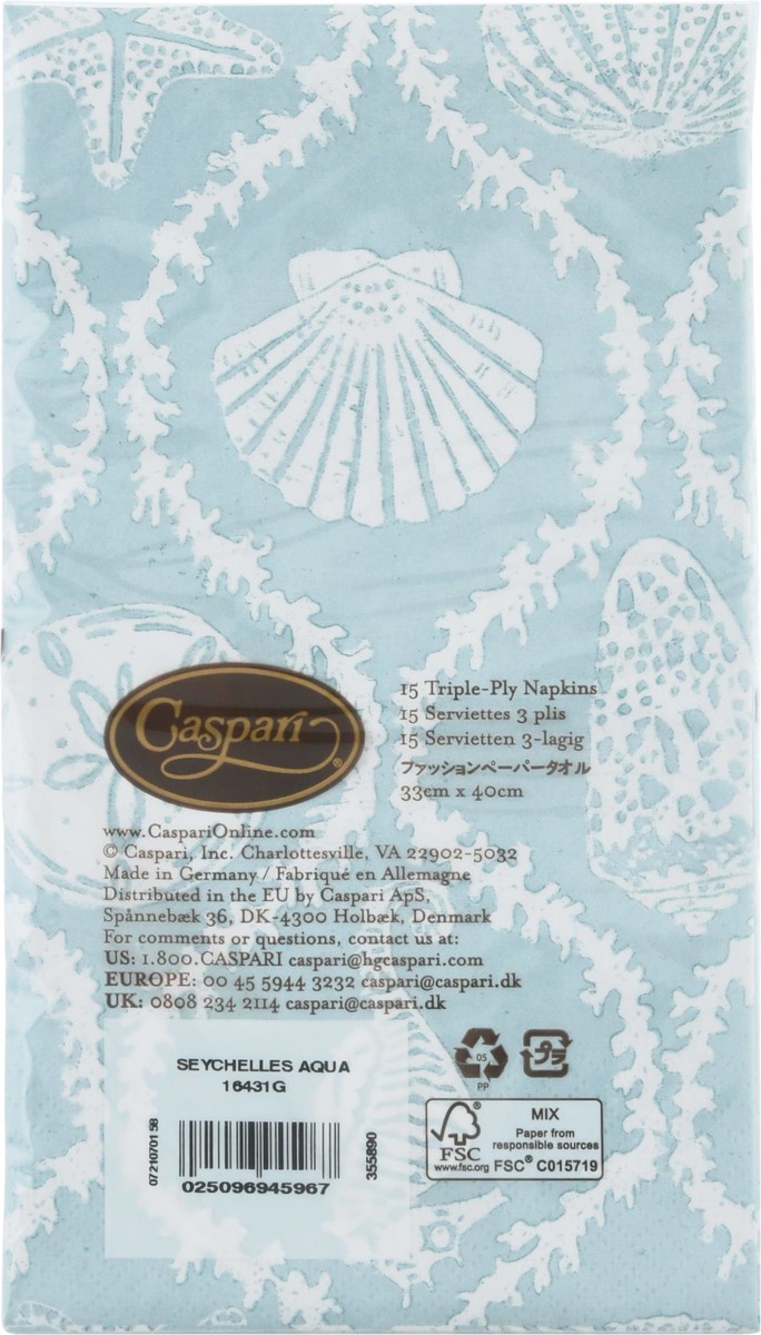 slide 9 of 12, Caspari Triple-Ply Seychelles Aqua Guest Towels 15 ea, 15 ct
