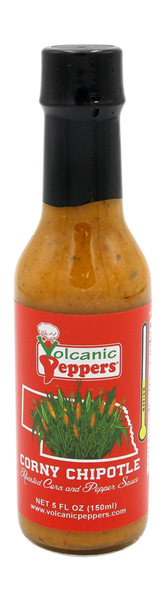 slide 1 of 1, Volcanic Peppers Corny Chipotle Hot Sauce, 5 fl oz