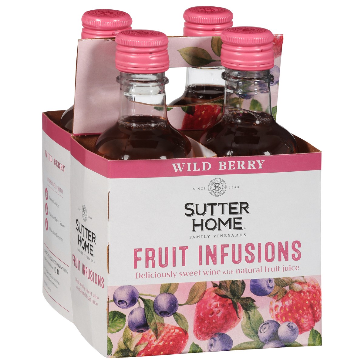 slide 2 of 9, Sutter Home Fruit Infusions Wild Berry White Wine, 187mL Wine Bottles (4 Pack), 187 ml
