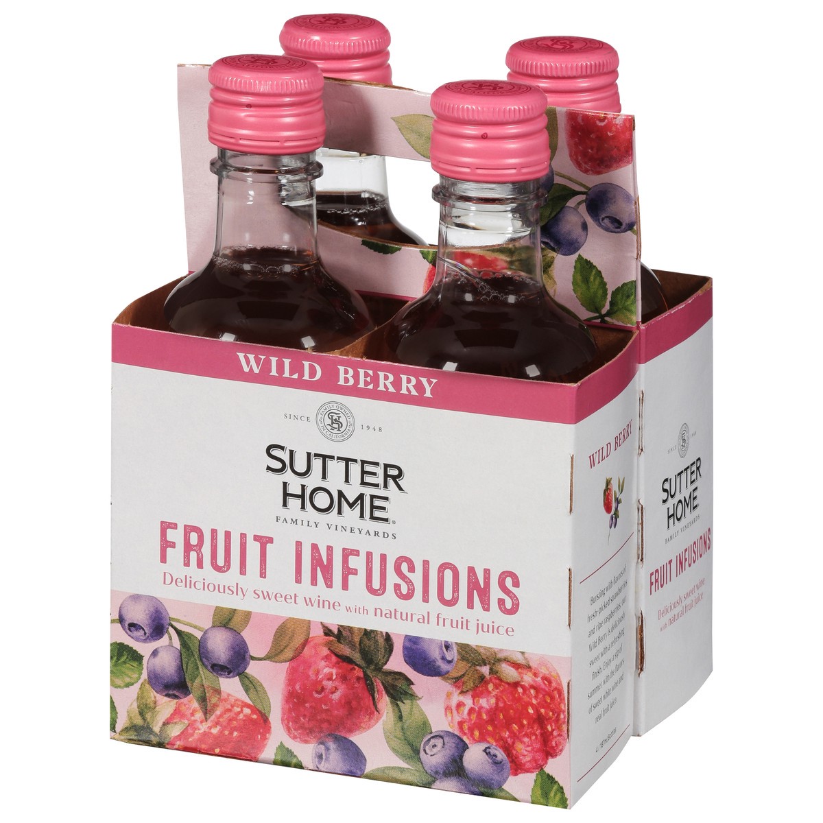slide 3 of 9, Sutter Home Fruit Infusions Wild Berry White Wine, 187mL Wine Bottles (4 Pack), 187 ml