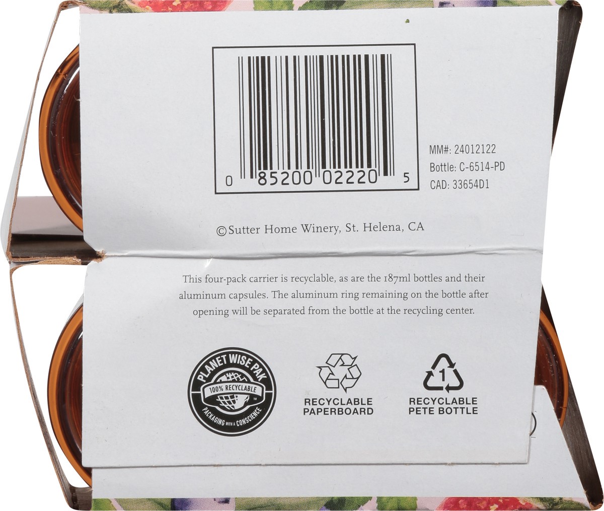 slide 4 of 9, Sutter Home Fruit Infusions Wild Berry White Wine, 187mL Wine Bottles (4 Pack), 187 ml