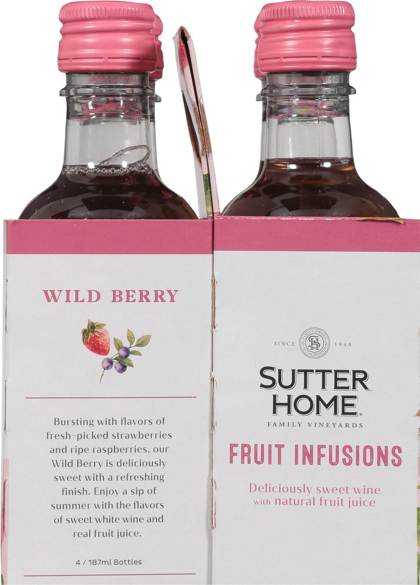 slide 8 of 9, Sutter Home Fruit Infusions Wild Berry White Wine, 187mL Wine Bottles (4 Pack), 187 ml