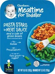 Gerber Toddler Food, Pasta Stars in Meat Sauce, Mealtime for Toddler