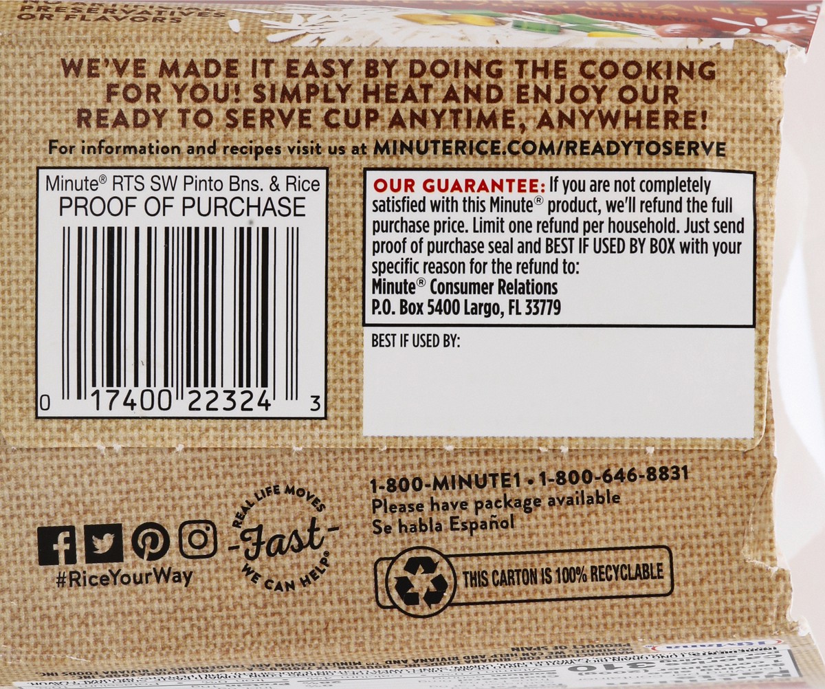 slide 6 of 9, Minute White Rice & Vegetables Southwest Pinto Beans with White Rice & Vegetables 7 oz, 7 oz
