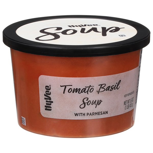 slide 1 of 1, Hy-vee Tomato Basil Soup With Parmesan, 16 oz