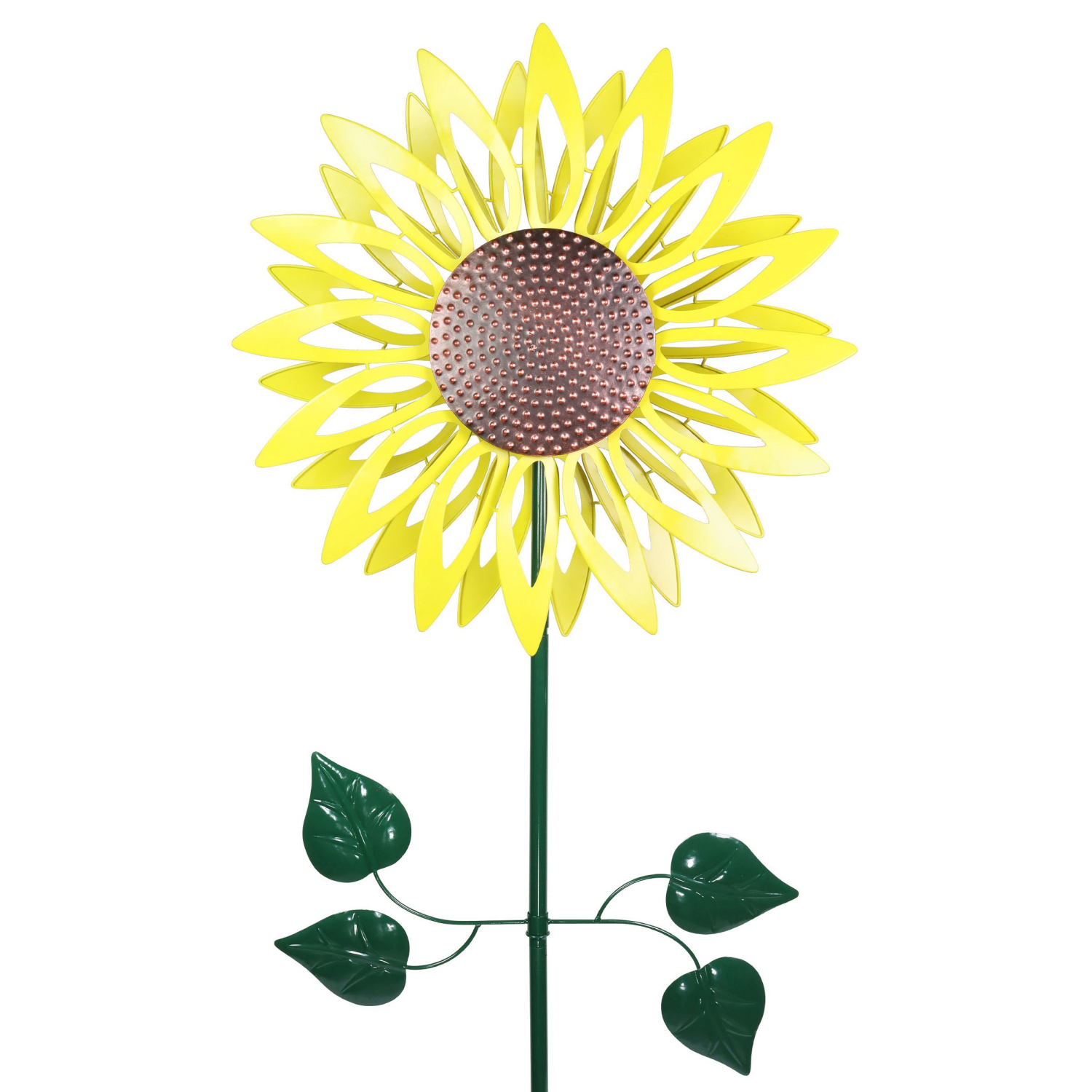 slide 1 of 6, Kinetic Metal Sunflower Garden Stake, 84.5 inh