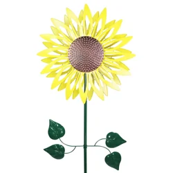 Kinetic Metal Sunflower Garden Stake