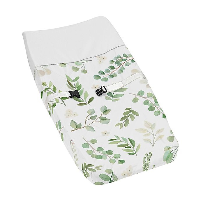 slide 1 of 6, Sweet Jojo Designs Watercolor Botanical Leaf Changing Pad Cover - Green/White, 1 ct