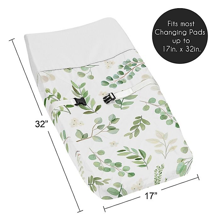 slide 5 of 6, Sweet Jojo Designs Watercolor Botanical Leaf Changing Pad Cover - Green/White, 1 ct