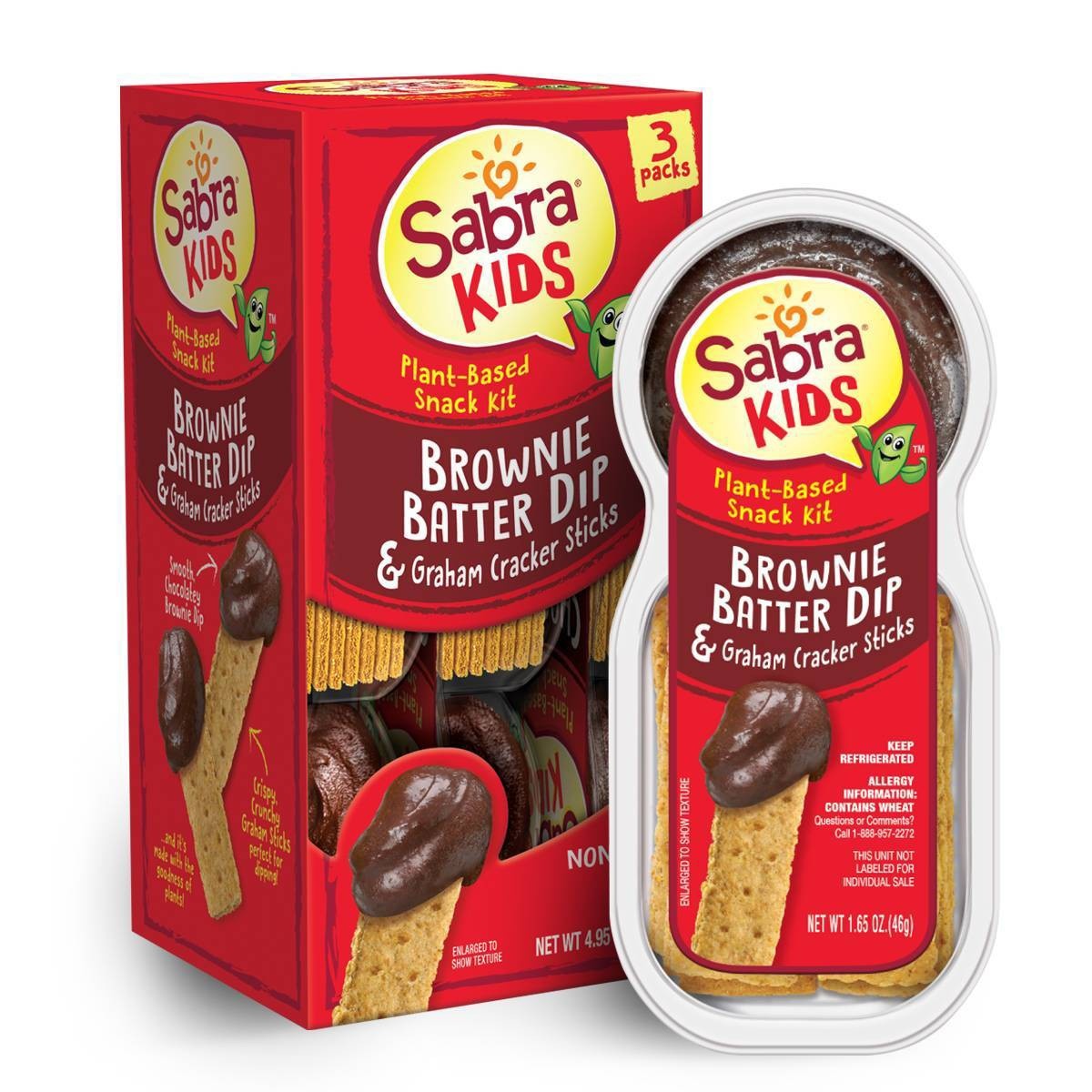 slide 1 of 1, Sabra Kids Brownie Batter Dip & Graham Cracker Sticks Plant-Based Snack Kit, 4.95 oz