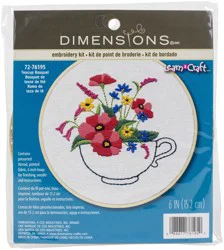 Dimensions Embroidery Kit 6 Round Teacup Bouquet