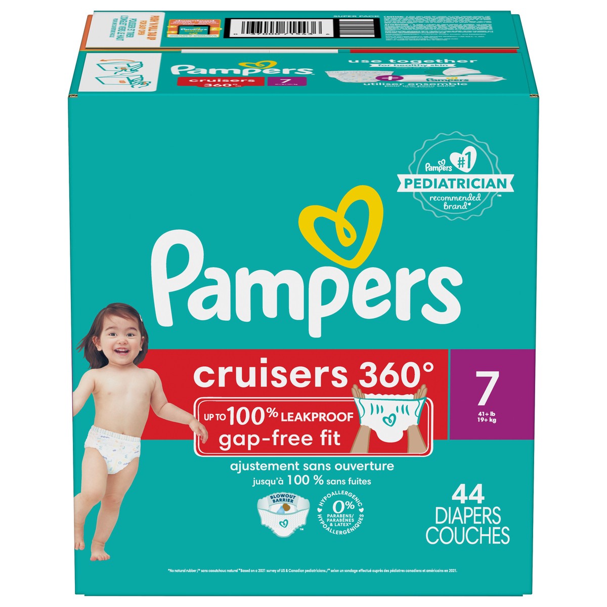 slide 7 of 8, Pampers Cruisers 360 Diapers Size 7 44 Count, 44 ct