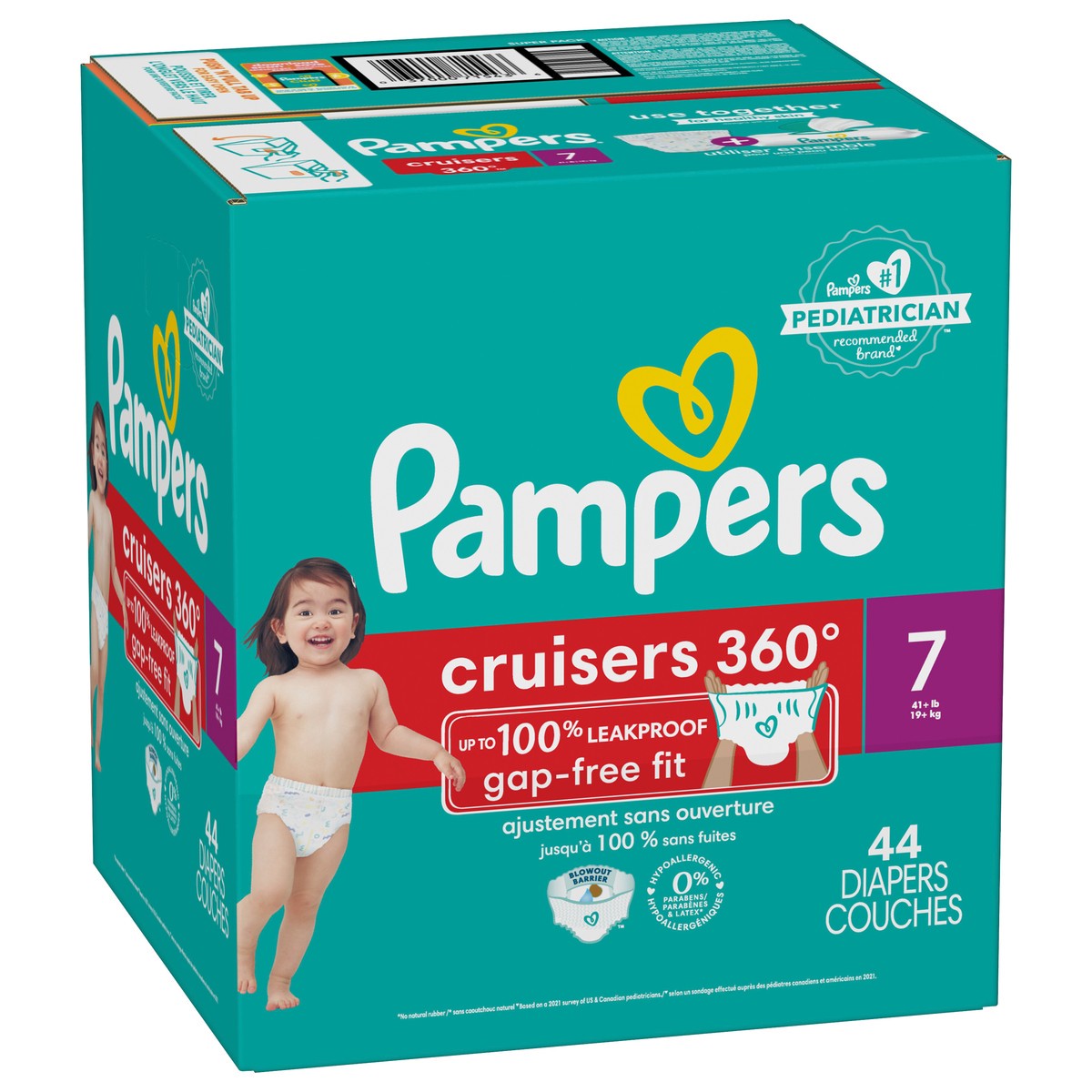 slide 6 of 8, Pampers Cruisers 360 Diapers Size 7 44 Count, 44 ct