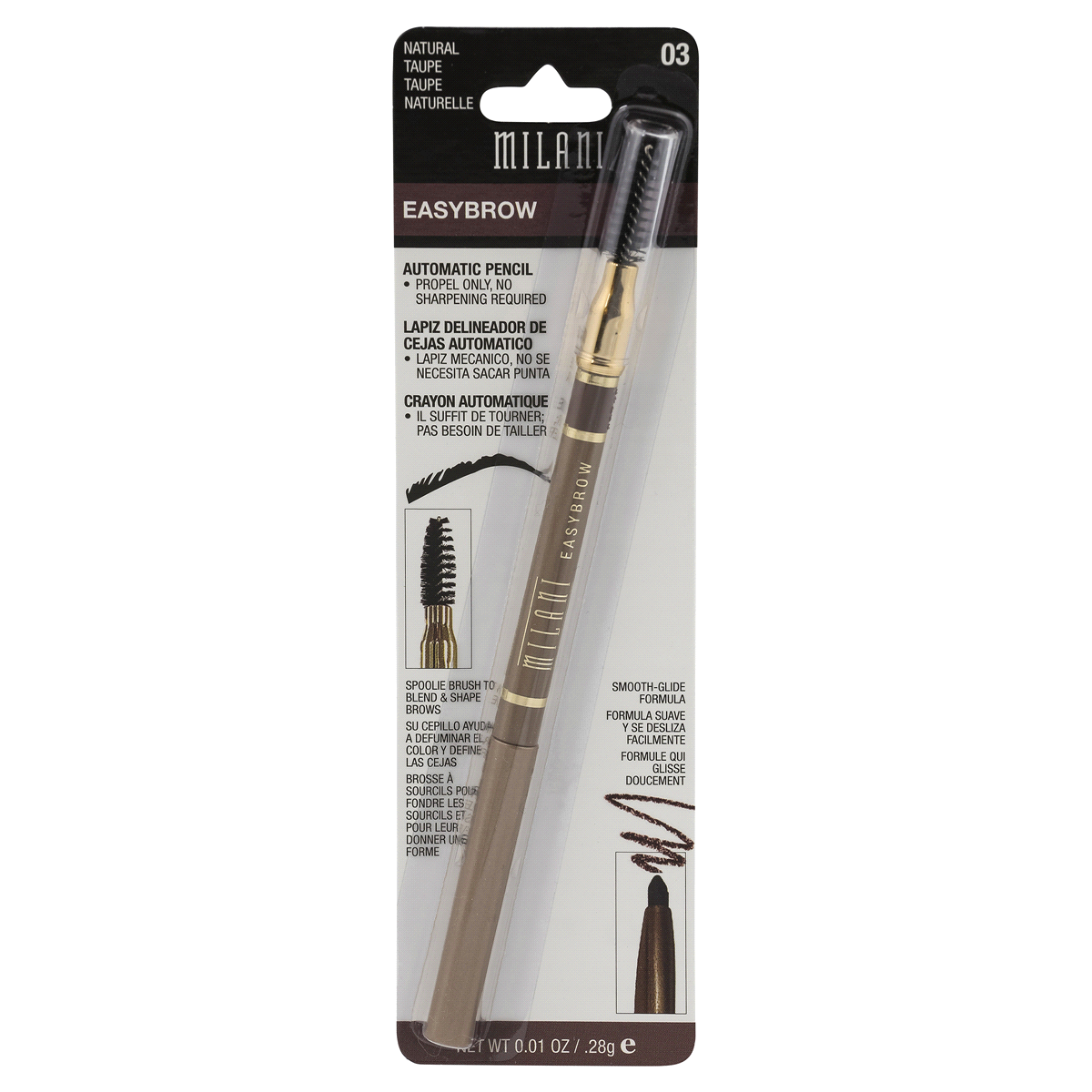 slide 1 of 3, Milani Easy Brow Mechanical Pencil - 03 Natural Taupe, 0.01 oz