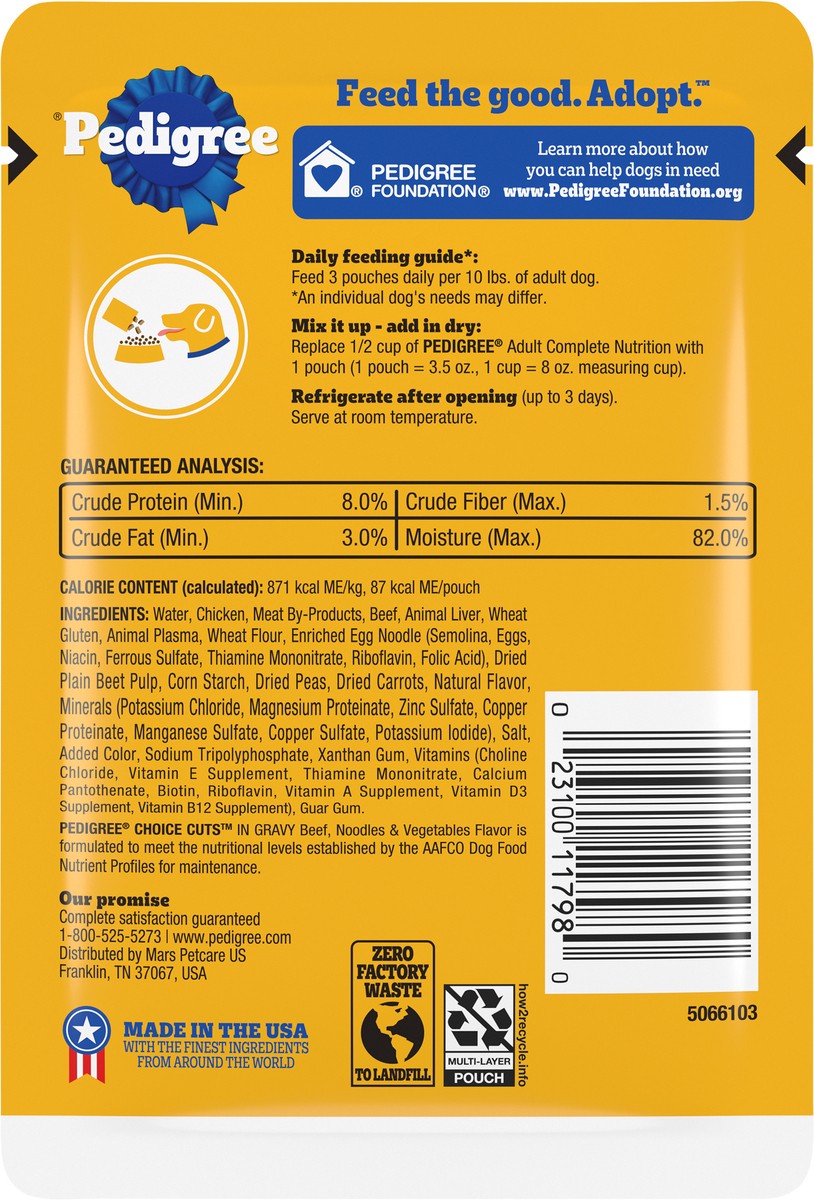 slide 7 of 9, Pedigree Choice Cuts in Gravy Beef, Noodles & Vegetables Flavor Dog Food 3.5 oz, 3.5 oz