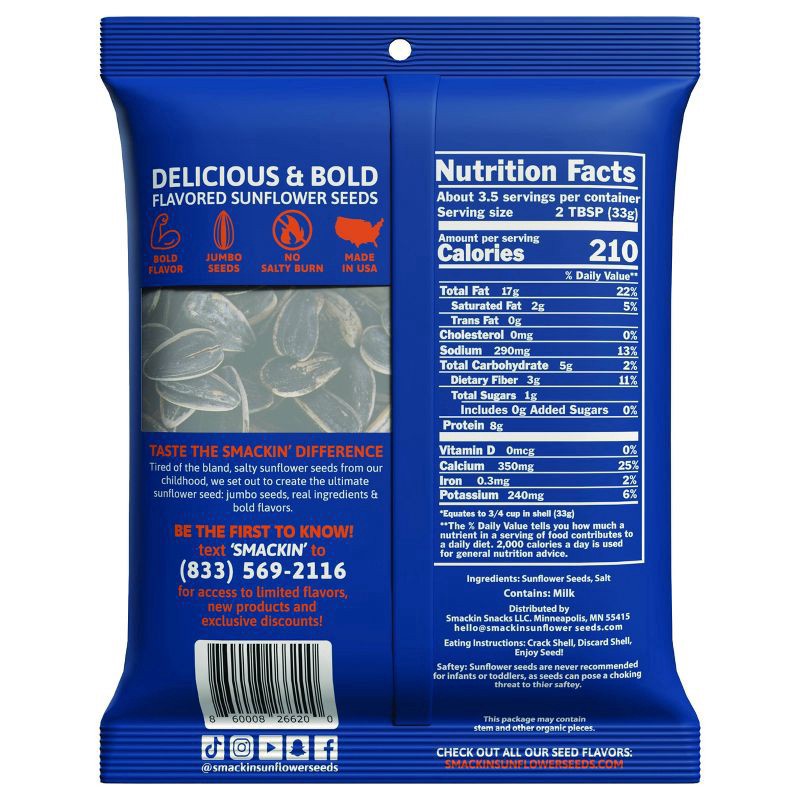 slide 2 of 4, Smackin Sunflower Seeds Original 4oz - 4 OZ, 4 oz
