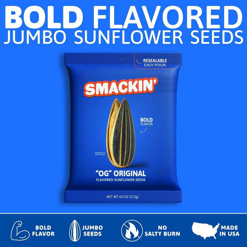 slide 4 of 4, Smackin Sunflower Seeds Original 4oz - 4 OZ, 4 oz