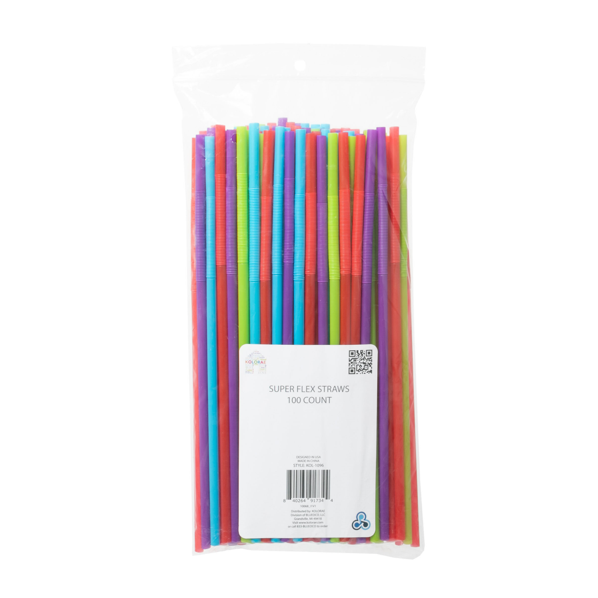 slide 5 of 9, Kolorae Super Flex Straws, 100 ct