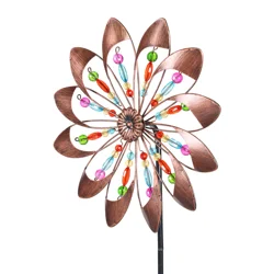 ROOM & RETREAT 14 Inch Metal Spinner W Beads Kinetic Garden Stk