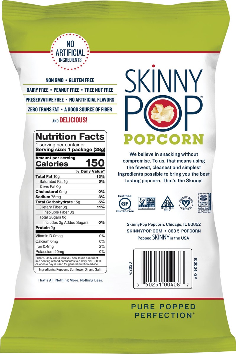 slide 2 of 3, SkinnyPop Popcorn Original 1oz, 1 oz