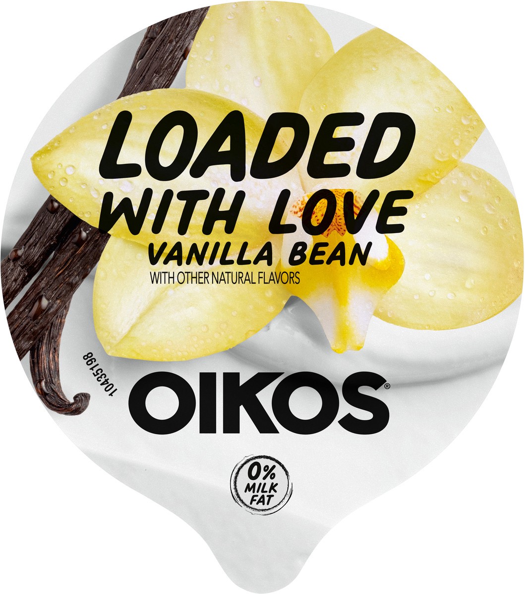 slide 8 of 13, Oikos Blended Vanilla Bean Nonfat Greek Yogurt, 14g protein, 100 Calories and 0% Milk Fat, High Protein Yogurt, 5.3 OZ Cup, 5.3 oz