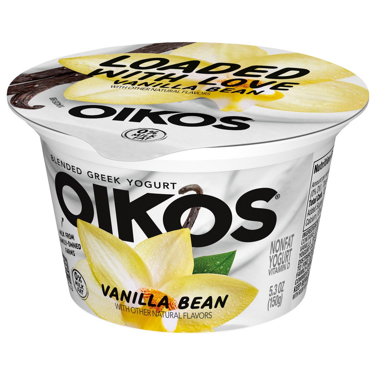 slide 6 of 13, Oikos Blended Vanilla Bean Nonfat Greek Yogurt, 14g protein, 100 Calories and 0% Milk Fat, High Protein Yogurt, 5.3 OZ Cup, 5.3 oz