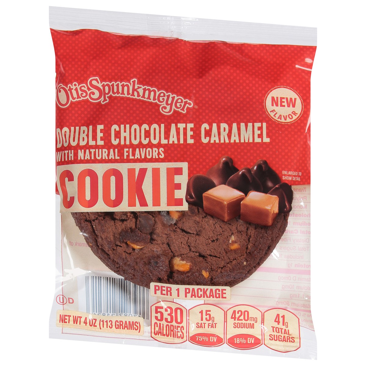 slide 2 of 14, Otis Spunkmeyer Double Chocolate Caramel Cookie 4 oz, 4 oz